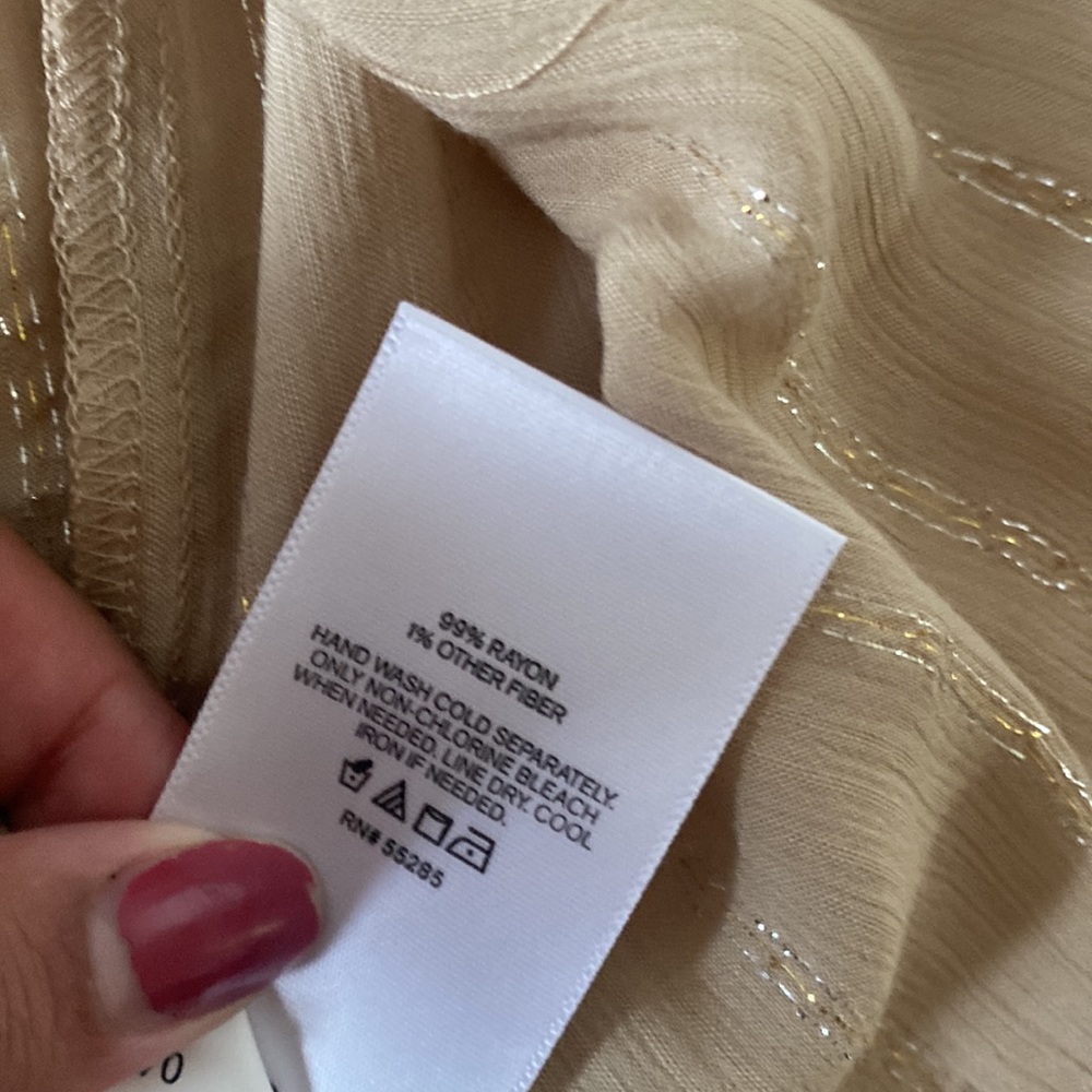 Express Beige Glittery Button Down Slim Small - image 5